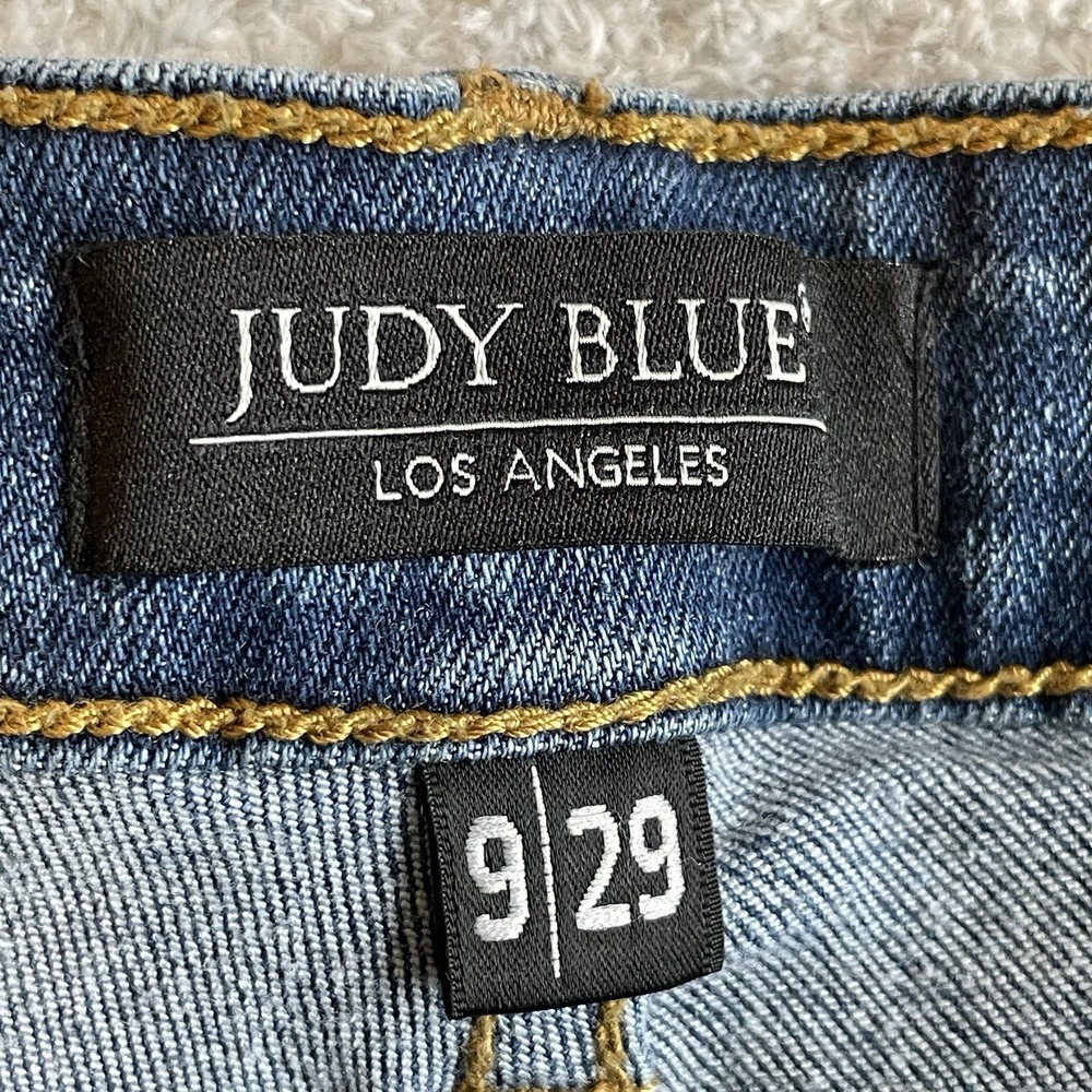 Judy Blue Relaxed Fit Skinny Distressed Denim Jean Womens 9/29 Mid Rise Shredded - Picture 4 of 14